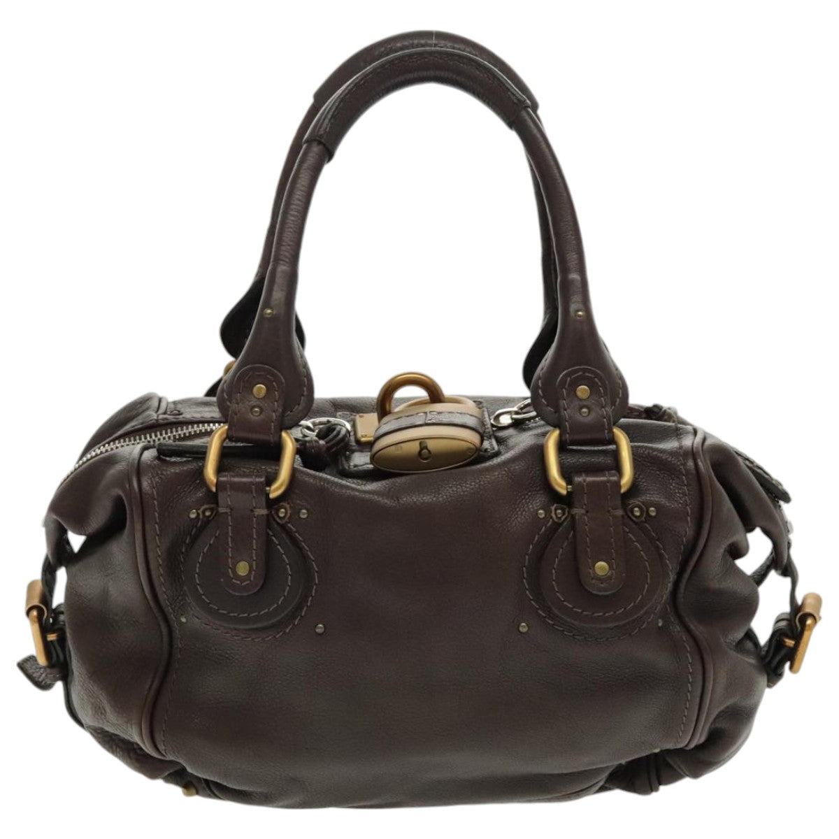 Chloe Paddington Shoulder Bag Leather Brown Gold am7087