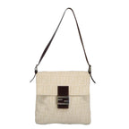 FENDI Zucca Canvas Mamma Baguette Shoulder Bag Beige Silveram7156