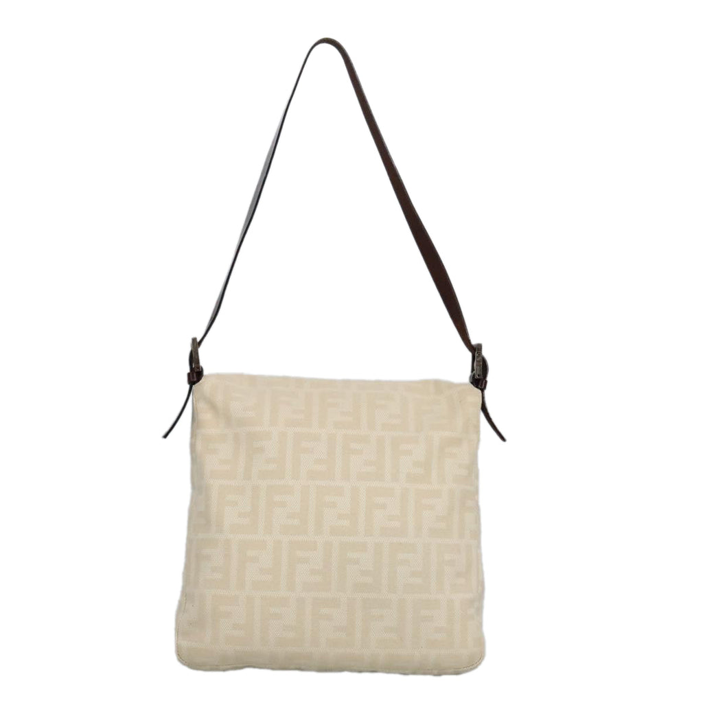 FENDI Zucca Canvas Mamma Baguette Shoulder Bag Beige Silveram7156