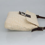 FENDI Zucca Canvas Mamma Baguette Shoulder Bag Beige Silveram7156