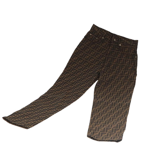 FENDI Zucca Canvas Pants XO Black Brownam7264