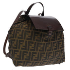 FENDI Zucca Canvas Backpack Brown Black Silveram7286