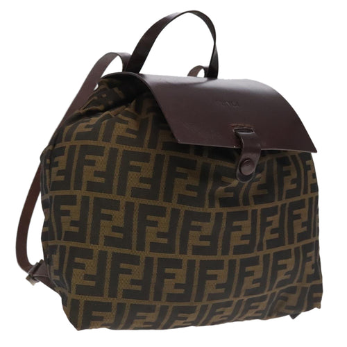 FENDI Zucca Canvas Backpack Brown Black Silveram7286
