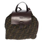 FENDI Zucca Canvas Backpack Brown Black Silveram7286