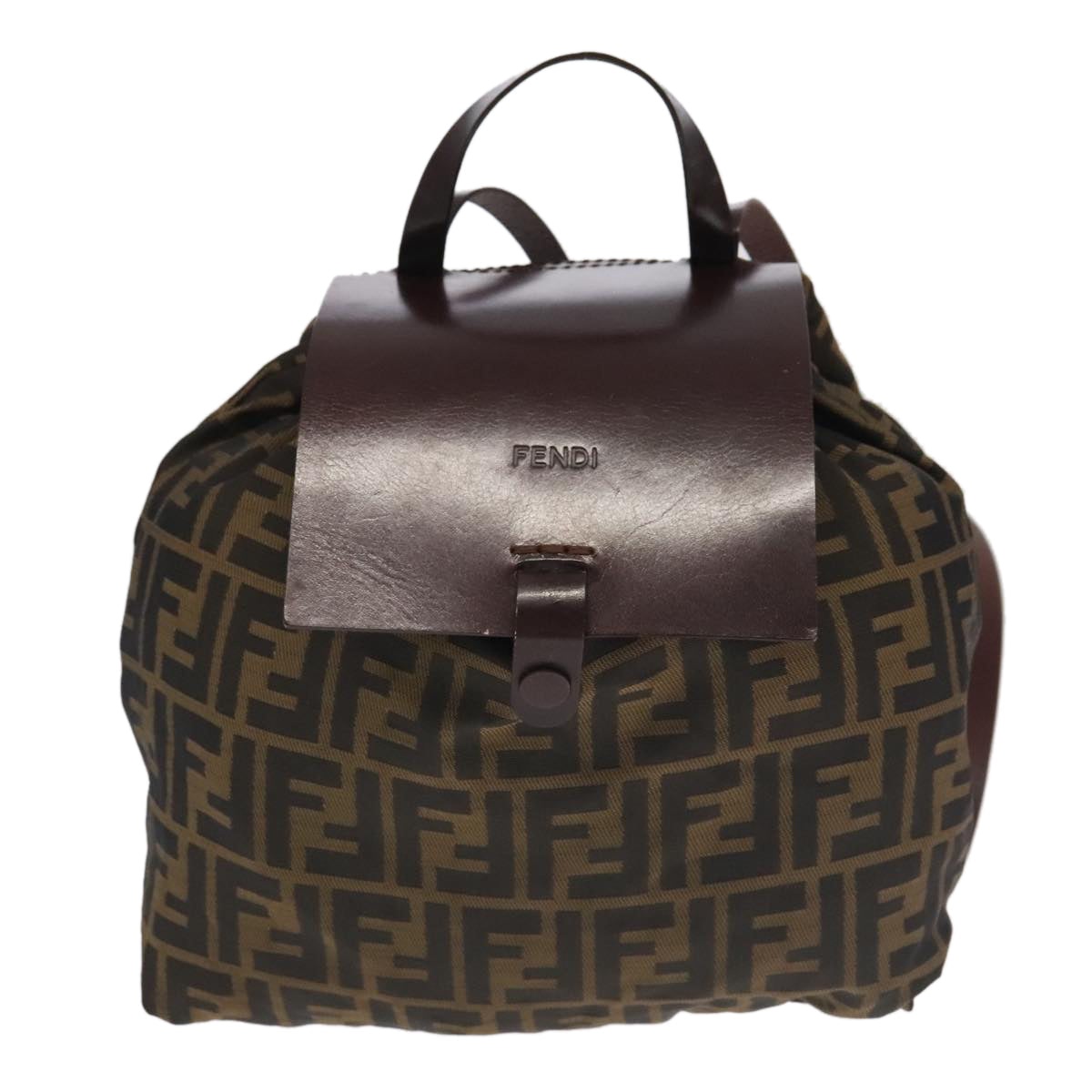 FENDI Zucca Canvas Backpack Brown Black Silveram7286