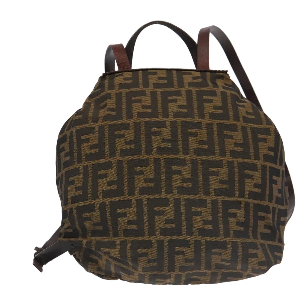 FENDI Zucca Canvas Backpack Brown Black Silveram7286