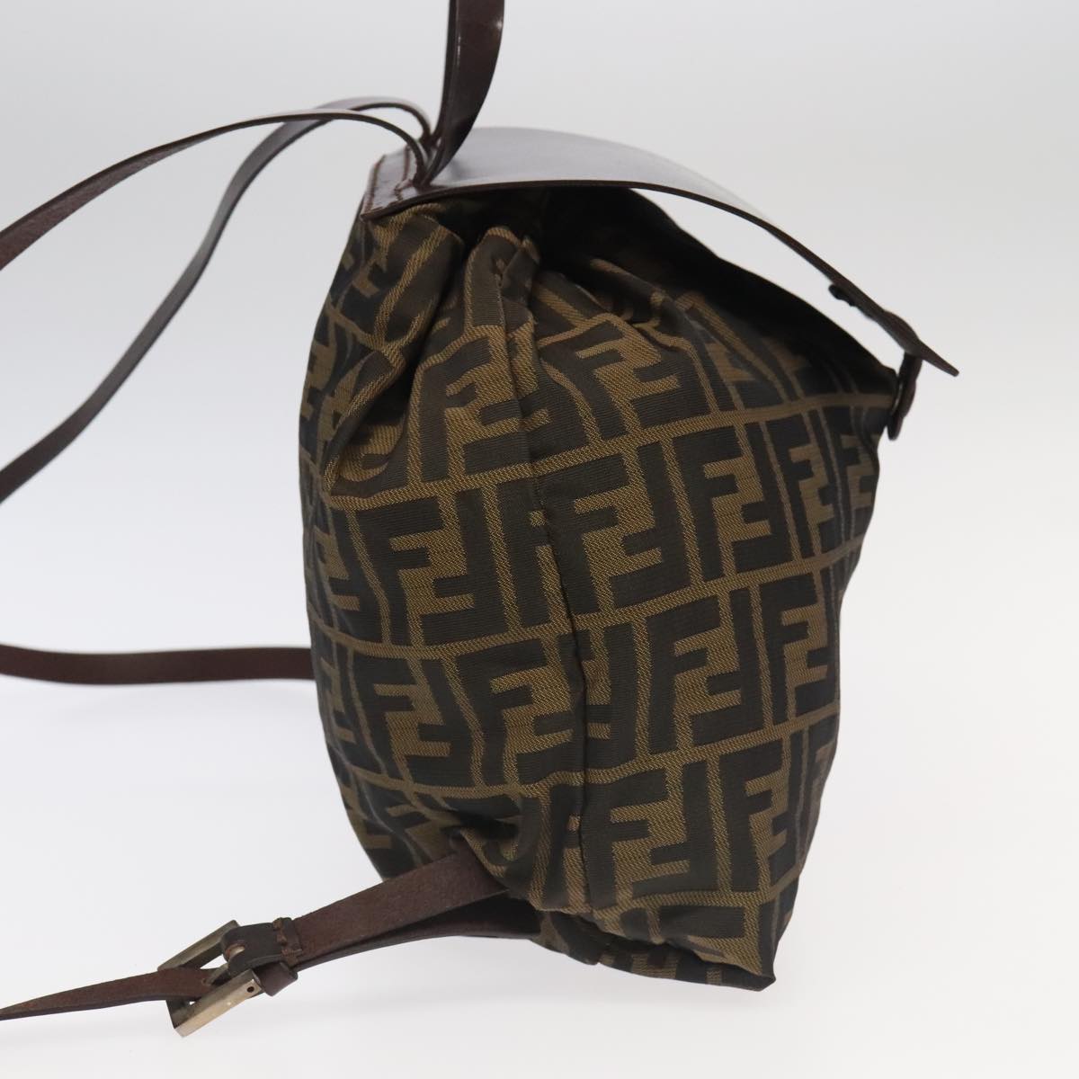 FENDI Zucca Canvas Backpack Brown Black Silveram7286