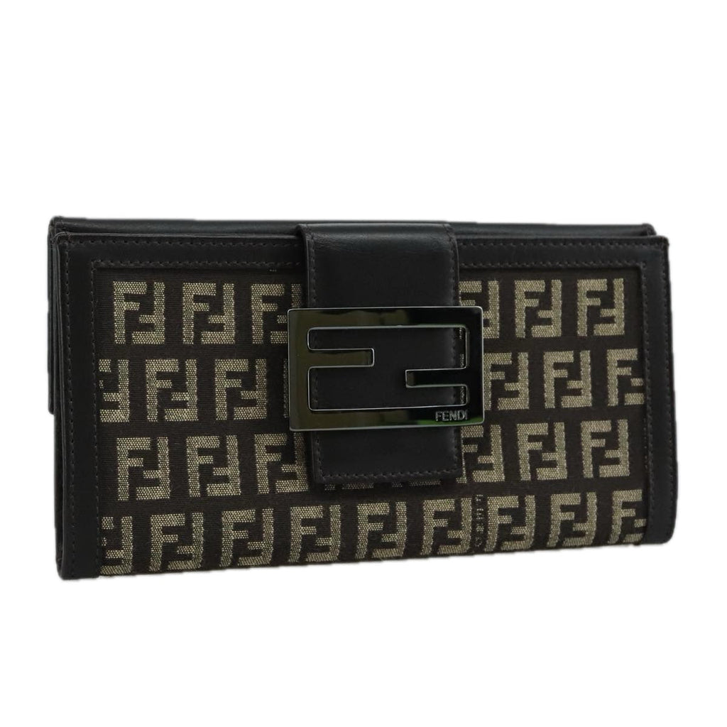 FENDI Zucchino Canvas Wallet Brownam7414