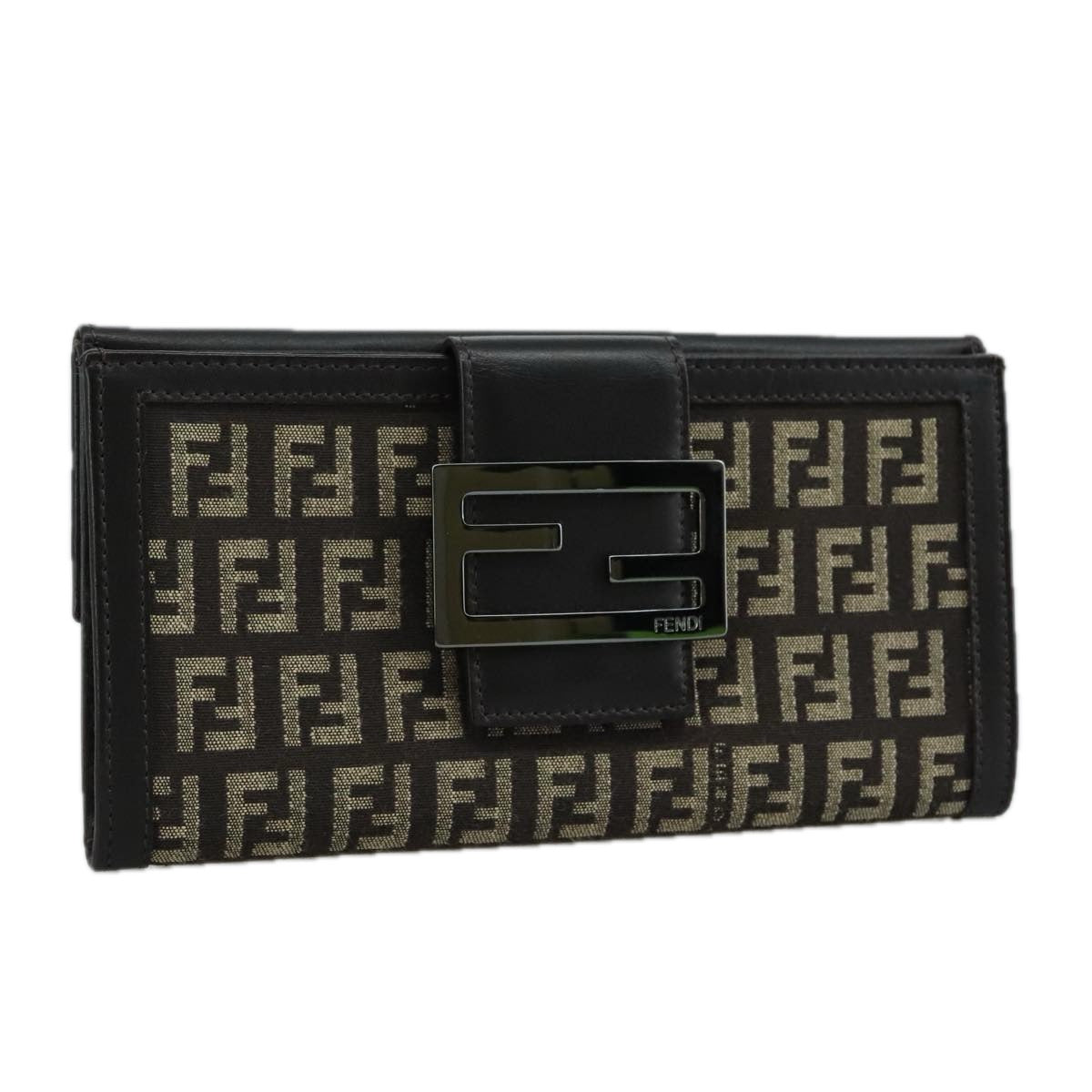 FENDI Zucchino Canvas Wallet Brownam7414