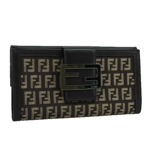 FENDI Zucchino Canvas Wallet Brownam7414