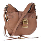Chloe Paddington Shoulder Bag Leather Brown Gold Silver am7464