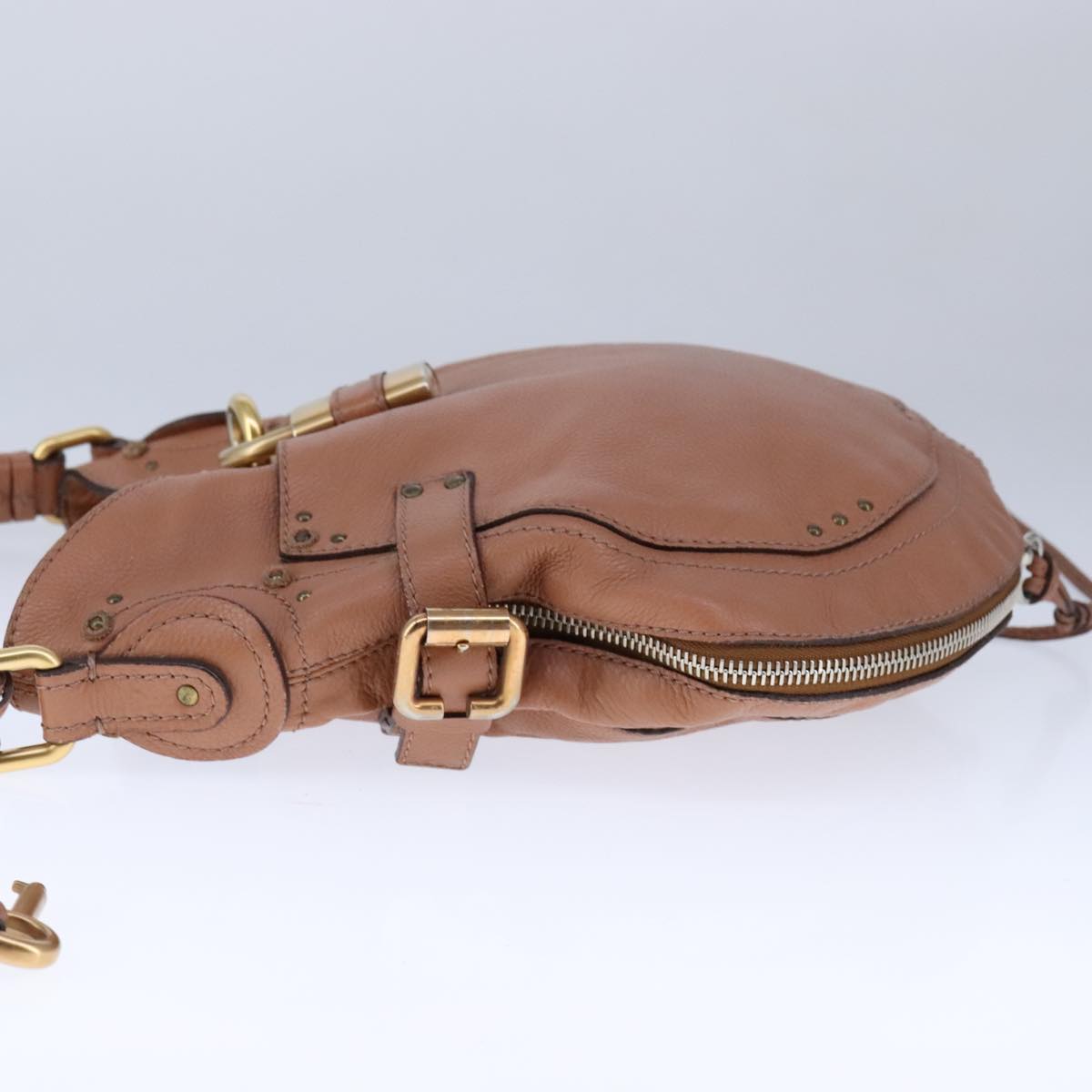 Chloe Paddington Shoulder Bag Leather Brown Gold Silver am7464