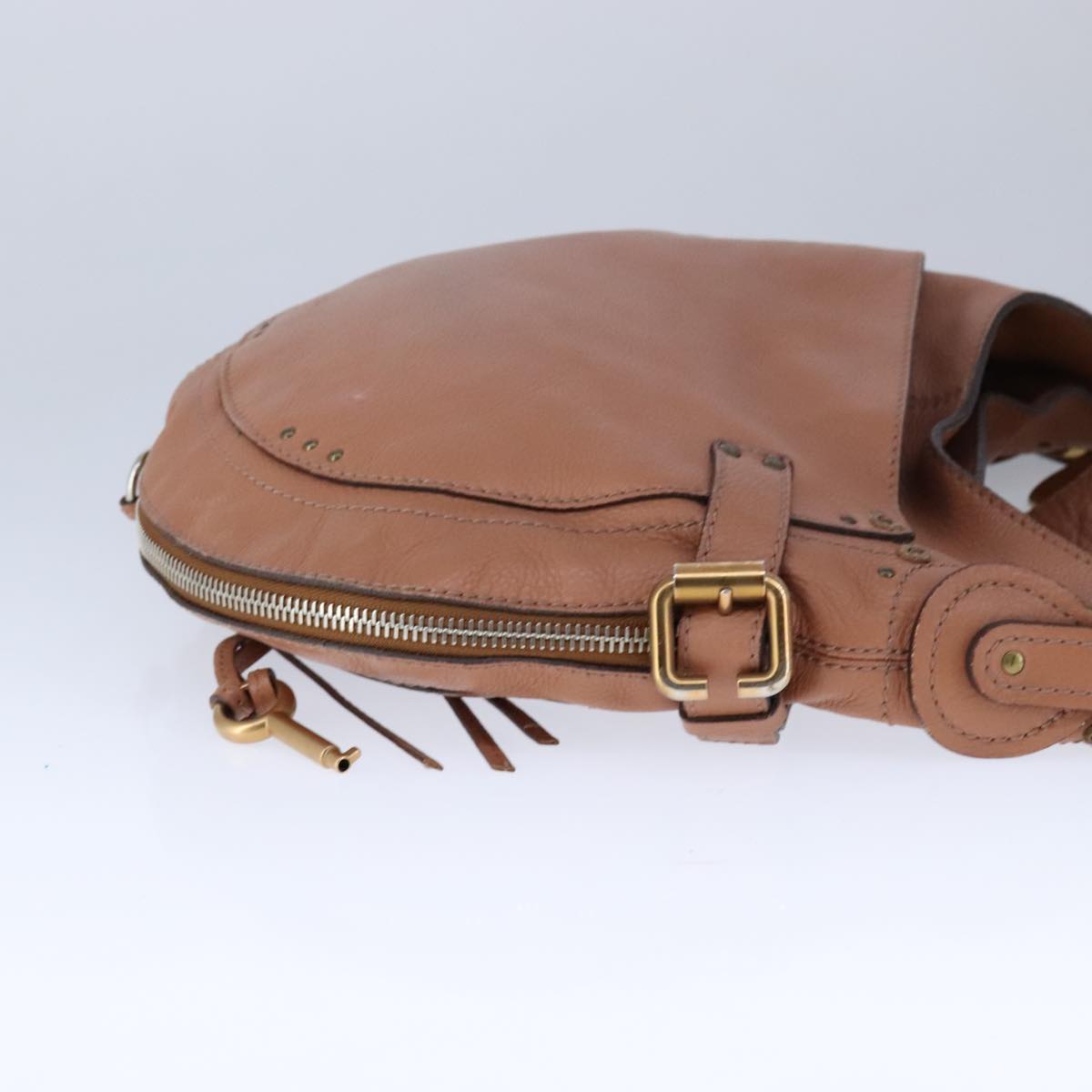 Chloe Paddington Shoulder Bag Leather Brown Gold Silver am7464