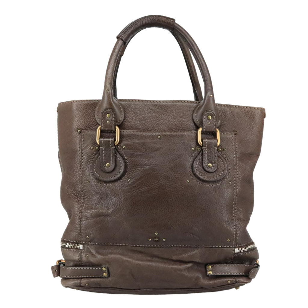 Chloe Paddington Shoulder Bag Leather Brown Gold Silver am7469