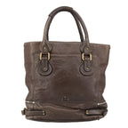 Chloe Paddington Shoulder Bag Leather Brown Gold Silver am7469