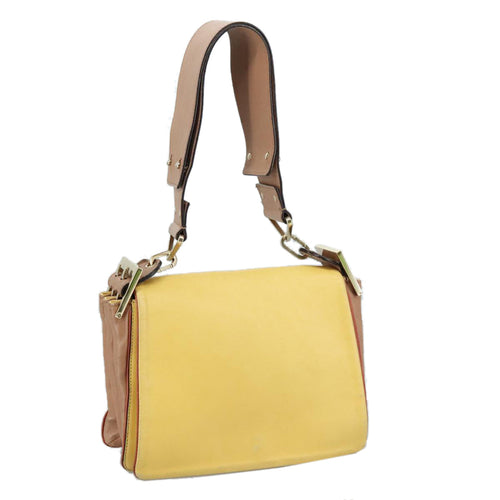 Chloe Shoulder Bag Leather Beige Gold am7495