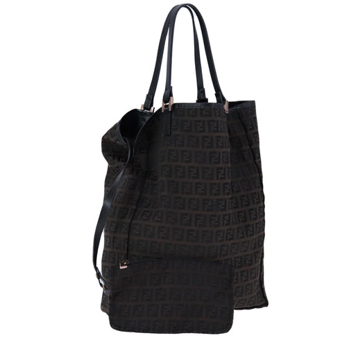 FENDI Zucchino Canvas Tote Bag Brownam7529
