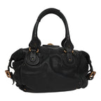 Chloe Paddington Shoulder Bag Leather Black Gold am7567