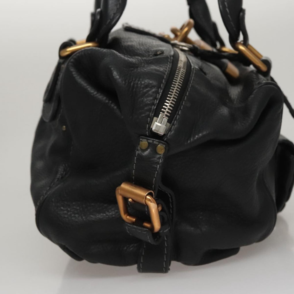 Chloe Paddington Shoulder Bag Leather Black Gold am7567