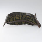 FENDI Zucca Canvas Clutch Bag Brown Black goldam7688