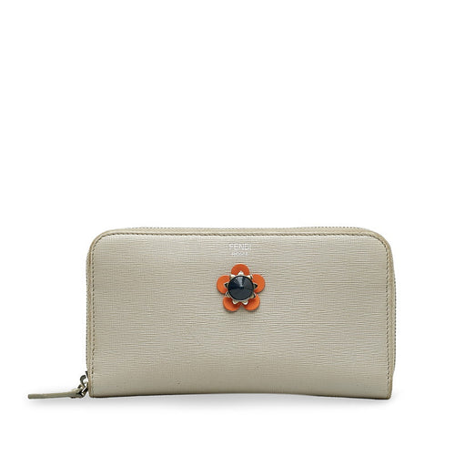 Fendi Leather Flower Zip-Around Long Wallet 8M0299