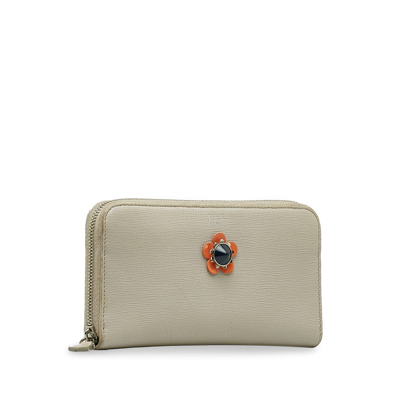 Fendi Leather Flower Zip-Around Long Wallet 8M0299