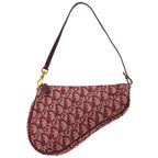Christian Dior 2002 Trotter Pattern Saddle Hand Bag Bordeaux ao33199