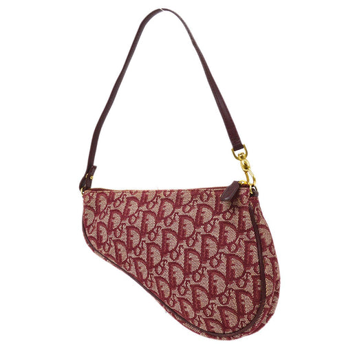 Christian Dior 2002 Trotter Pattern Saddle Hand Bag Bordeaux ao33199