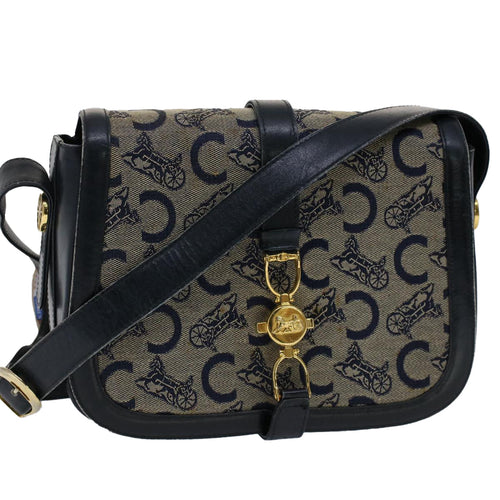 CELINE C Macadam Canvas Shoulder Bag Navy  ar10062