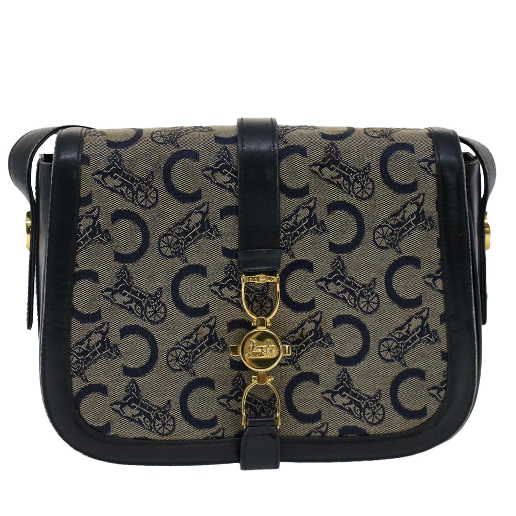 CELINE C Macadam Canvas Shoulder Bag Navy  ar10062