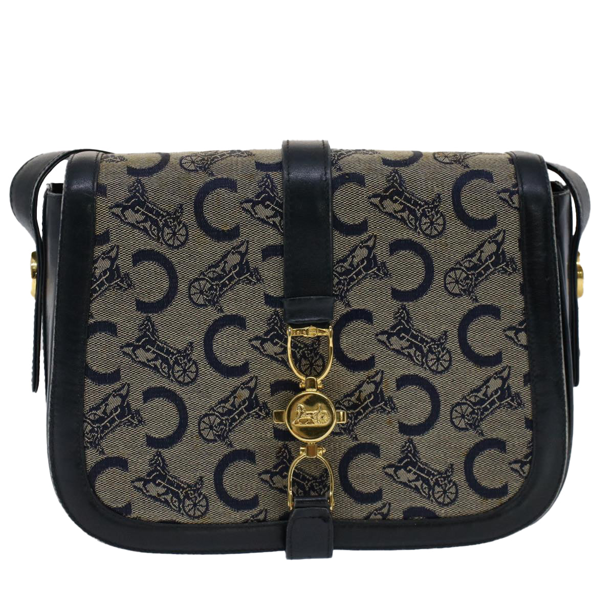 CELINE C Macadam Canvas Shoulder Bag Navy  ar10062