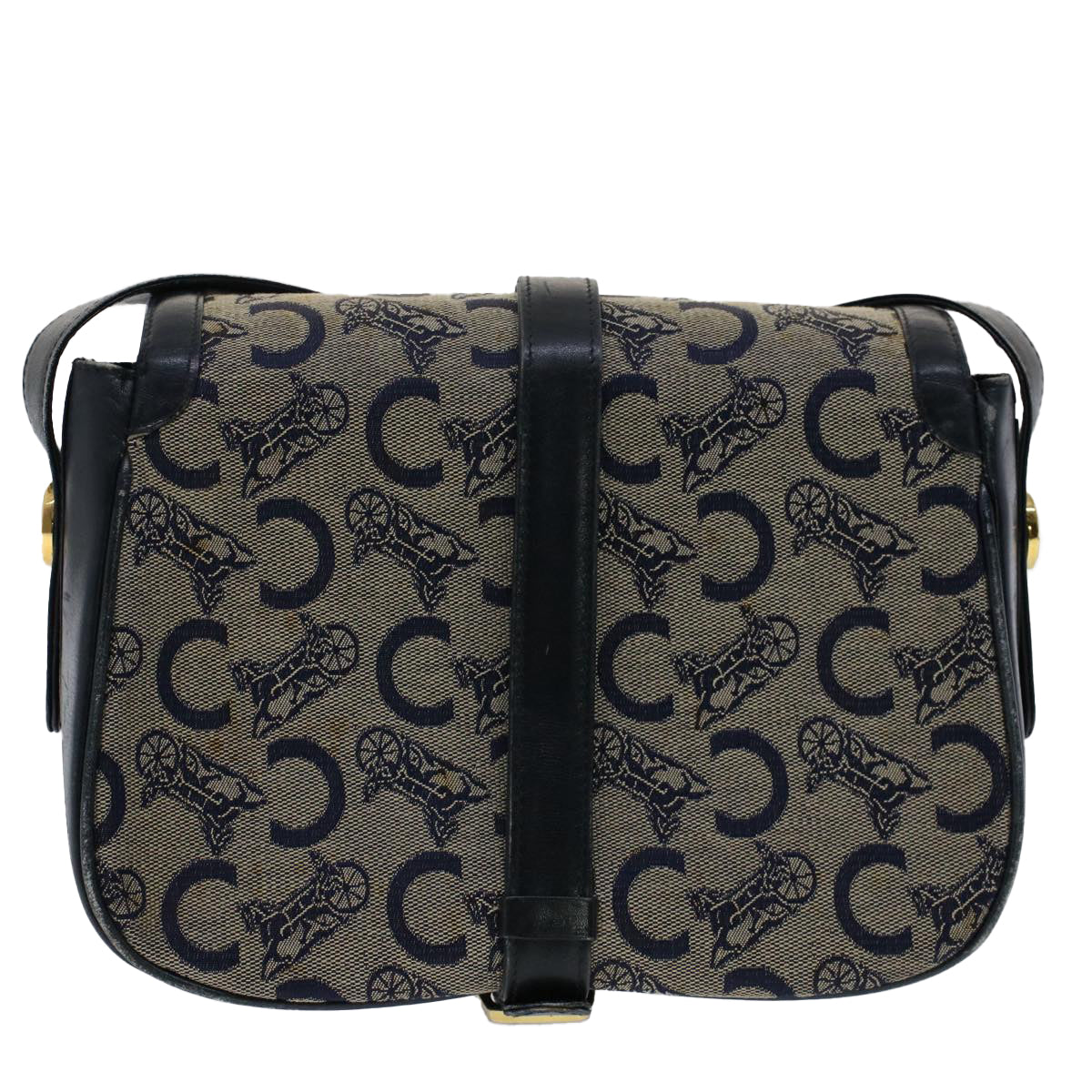 CELINE C Macadam Canvas Shoulder Bag Navy  ar10062