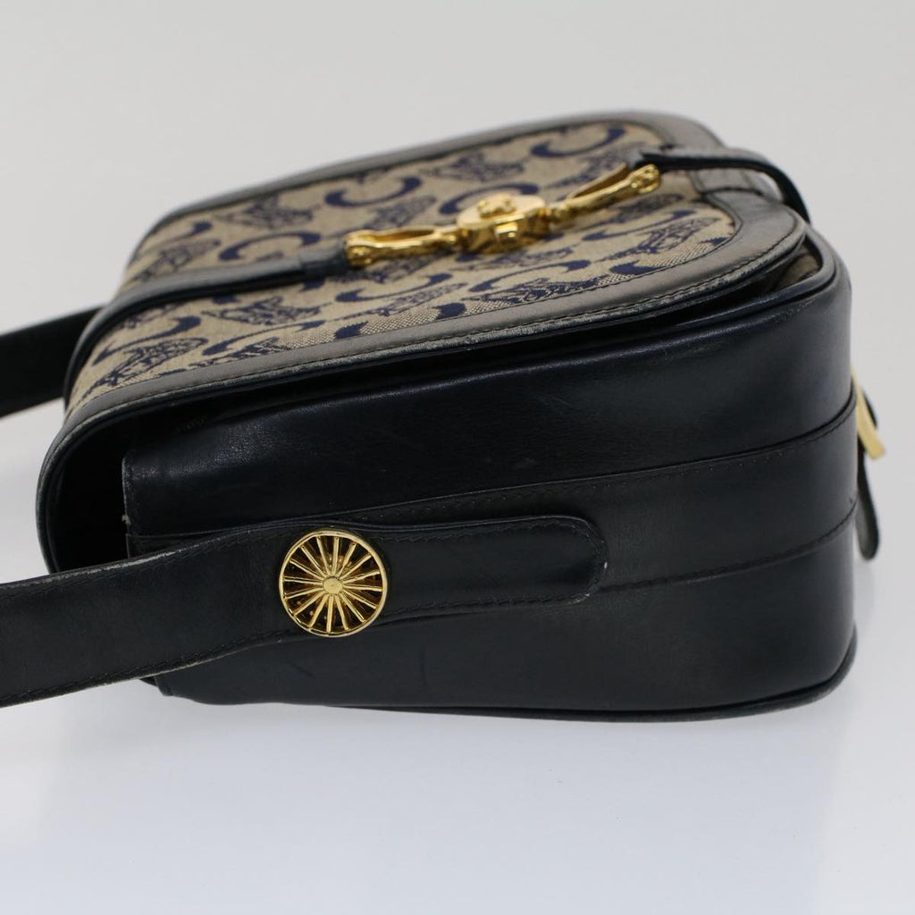 CELINE C Macadam Canvas Shoulder Bag Navy  ar10062