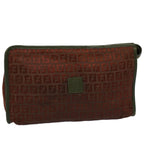 FENDI Zucchino Canvas Clutch Bag Vintage Brownar10173