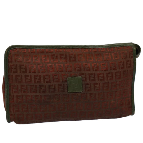 FENDI Zucchino Canvas Clutch Bag Vintage Brownar10173
