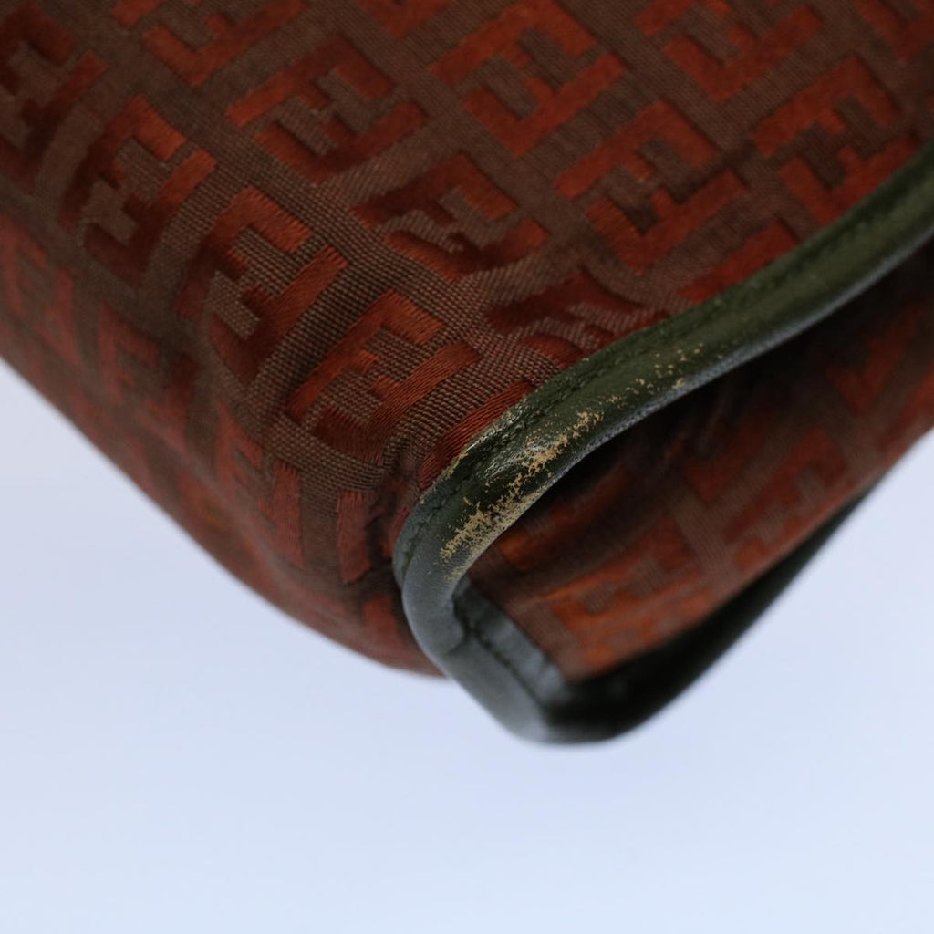 FENDI Zucchino Canvas Clutch Bag Vintage Brownar10173