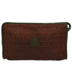 FENDI Zucchino Canvas Clutch Bag Vintage Brownar10173