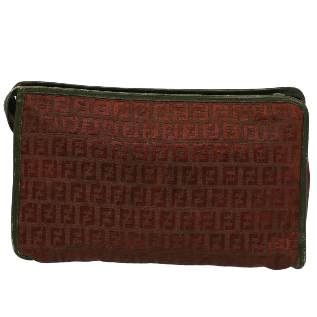 FENDI Zucchino Canvas Clutch Bag Vintage Brownar10173