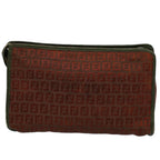 FENDI Zucchino Canvas Clutch Bag Vintage Brownar10173