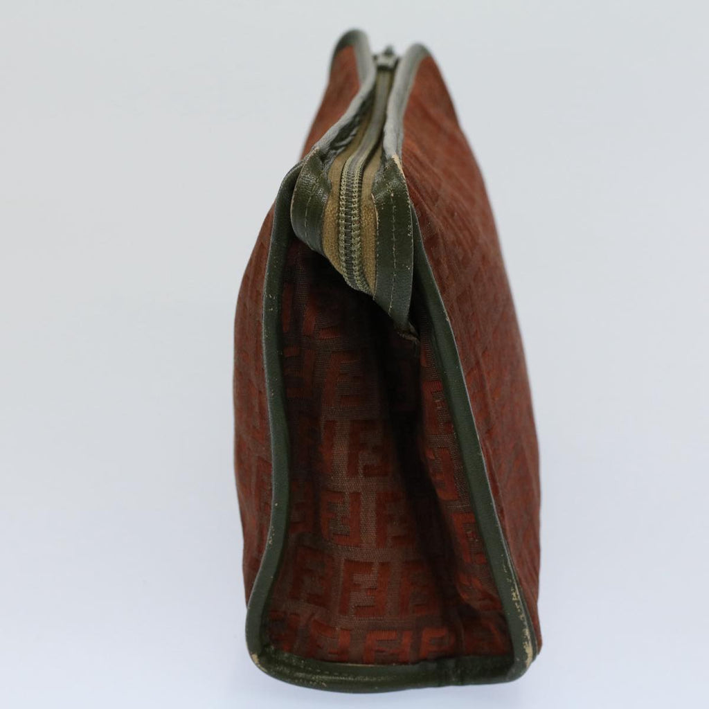 FENDI Zucchino Canvas Clutch Bag Vintage Brownar10173