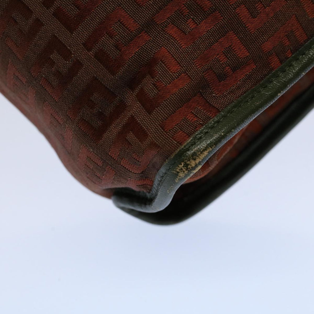 FENDI Zucchino Canvas Clutch Bag Vintage Brownar10173