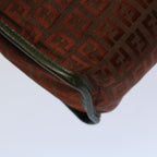 FENDI Zucchino Canvas Clutch Bag Vintage Brownar10173
