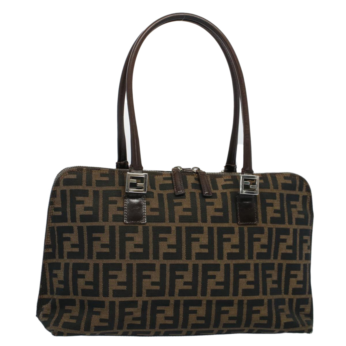 FENDI Zucca Canvas Shoulder Bag Black Brownar10174