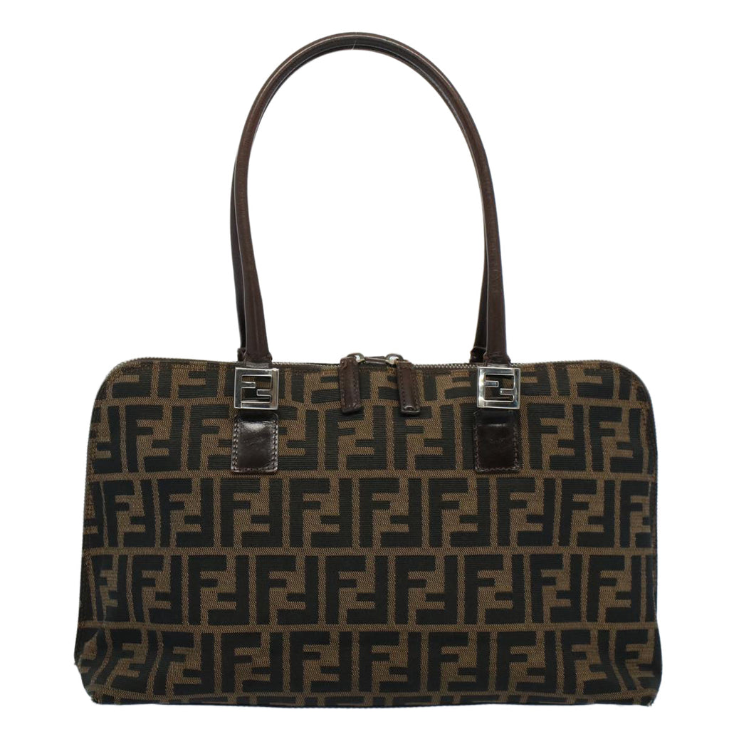 FENDI Zucca Canvas Shoulder Bag Black Brownar10174