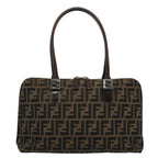 FENDI Zucca Canvas Shoulder Bag Black Brownar10174