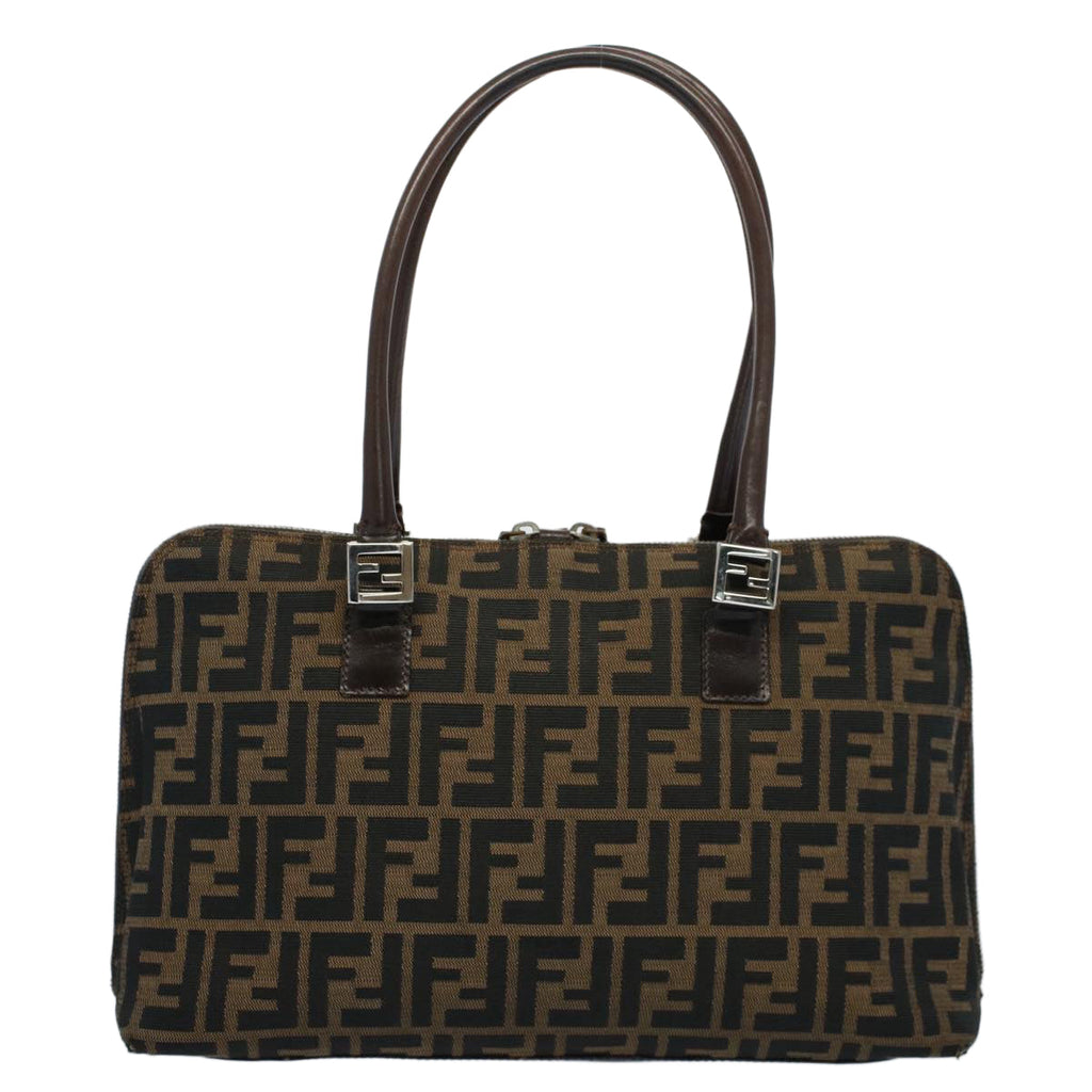 FENDI Zucca Canvas Shoulder Bag Black Brownar10174