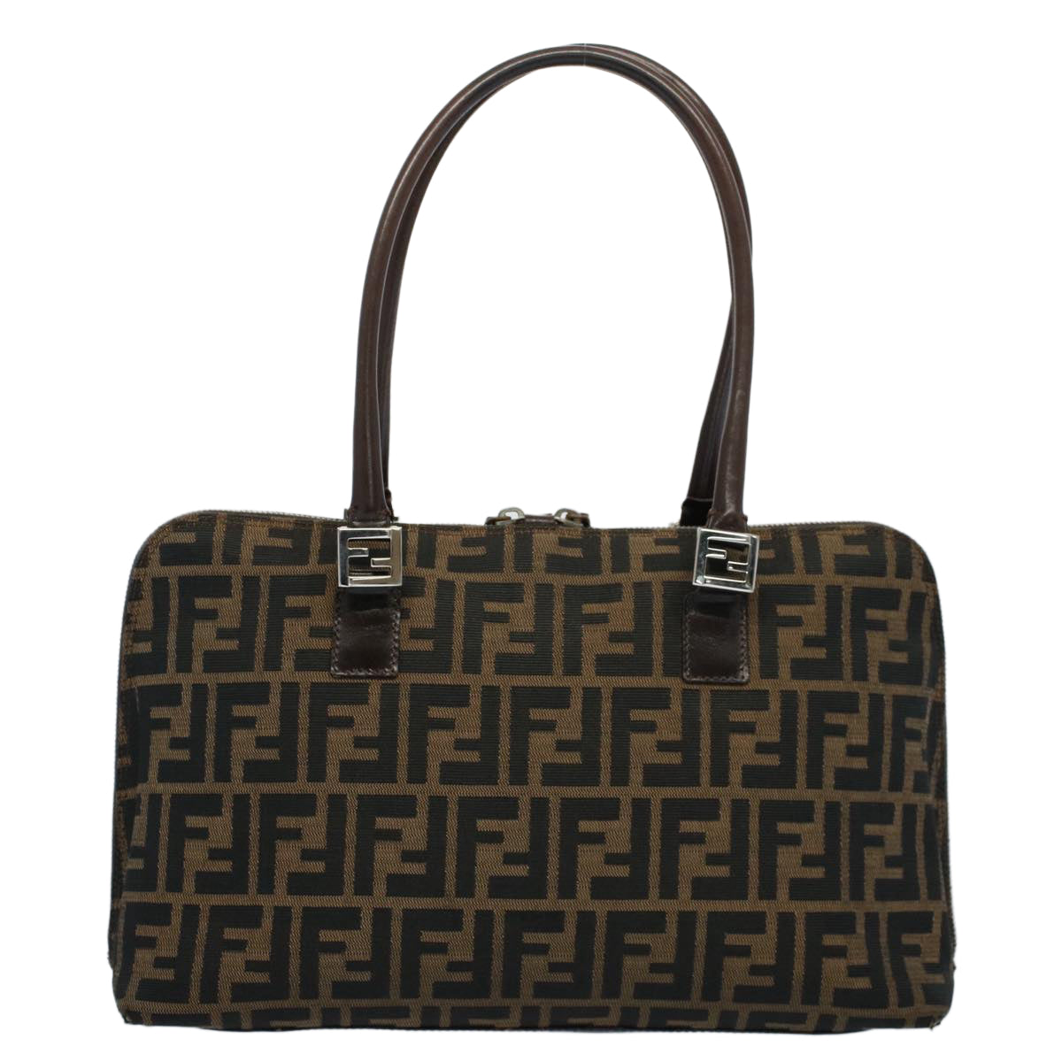 FENDI Zucca Canvas Shoulder Bag Black Brownar10174