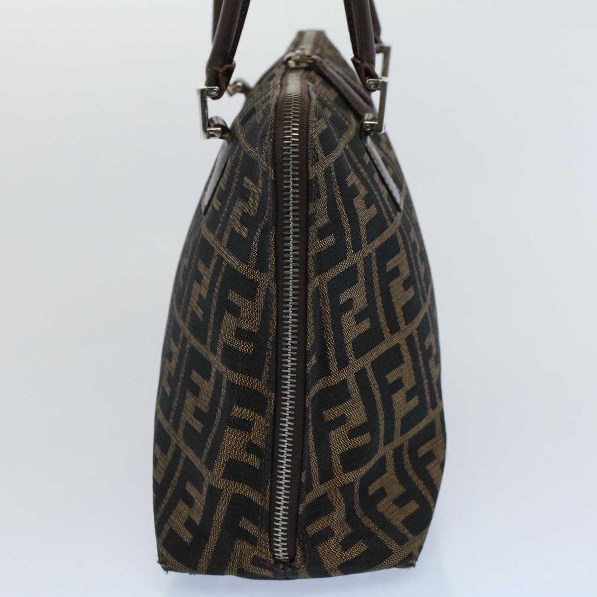 FENDI Zucca Canvas Shoulder Bag Black Brownar10174