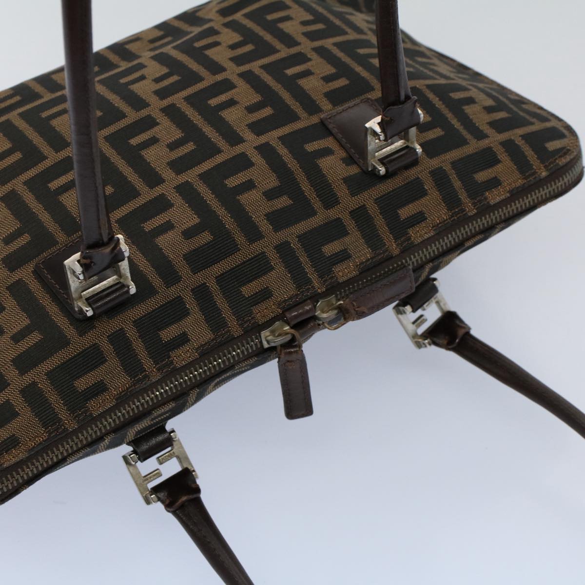 FENDI Zucca Canvas Shoulder Bag Black Brownar10174