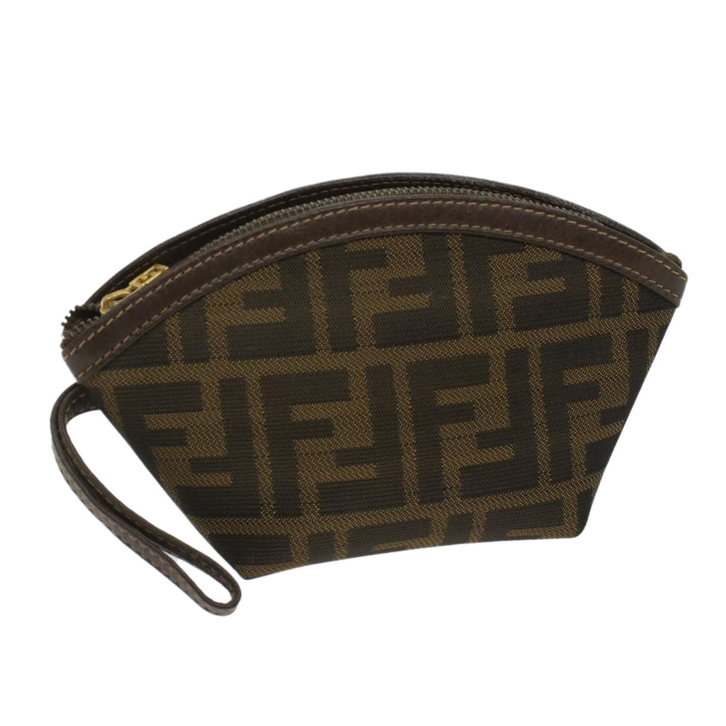 FENDI Zucca Canvas Pouch Black Brownar10187
